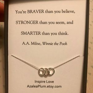 Dainty 925 Silver Three Ring Celebration Necklace